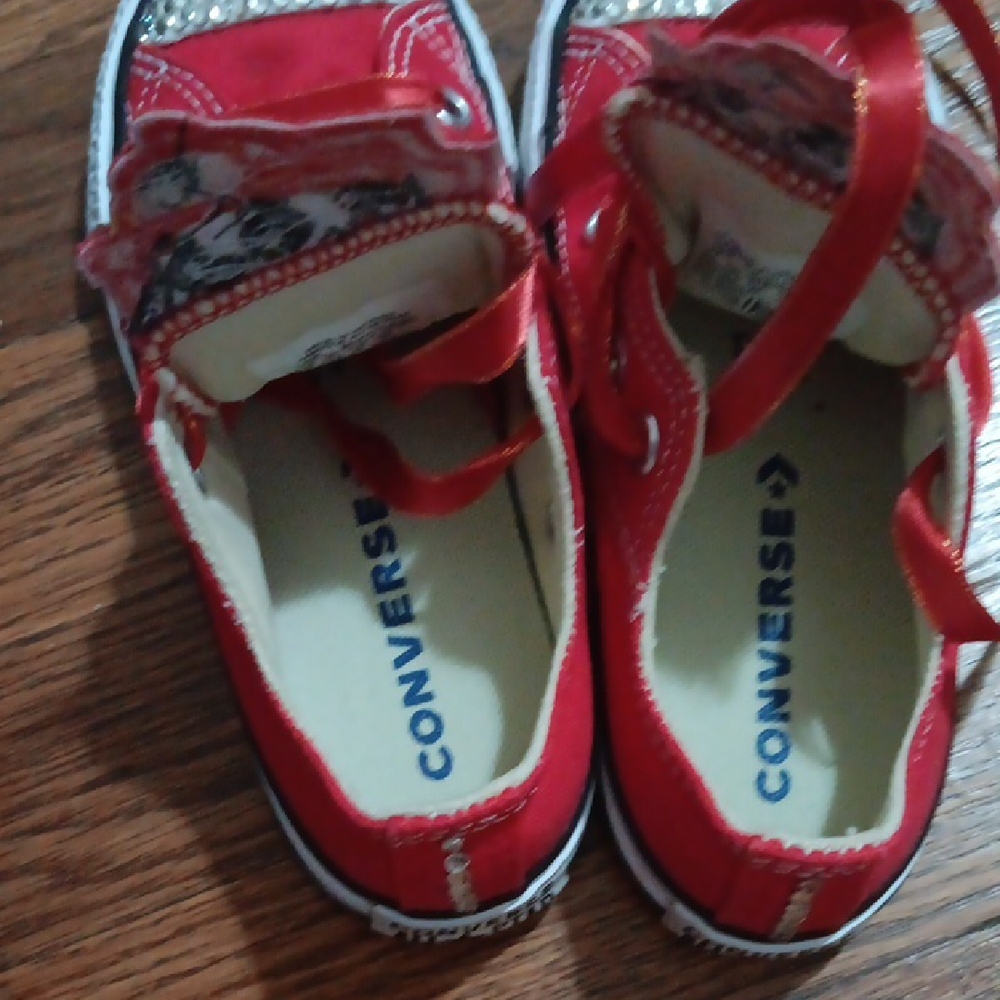 Converse Red All Star Sneakers with Rhinestones - Picture 7 of 8